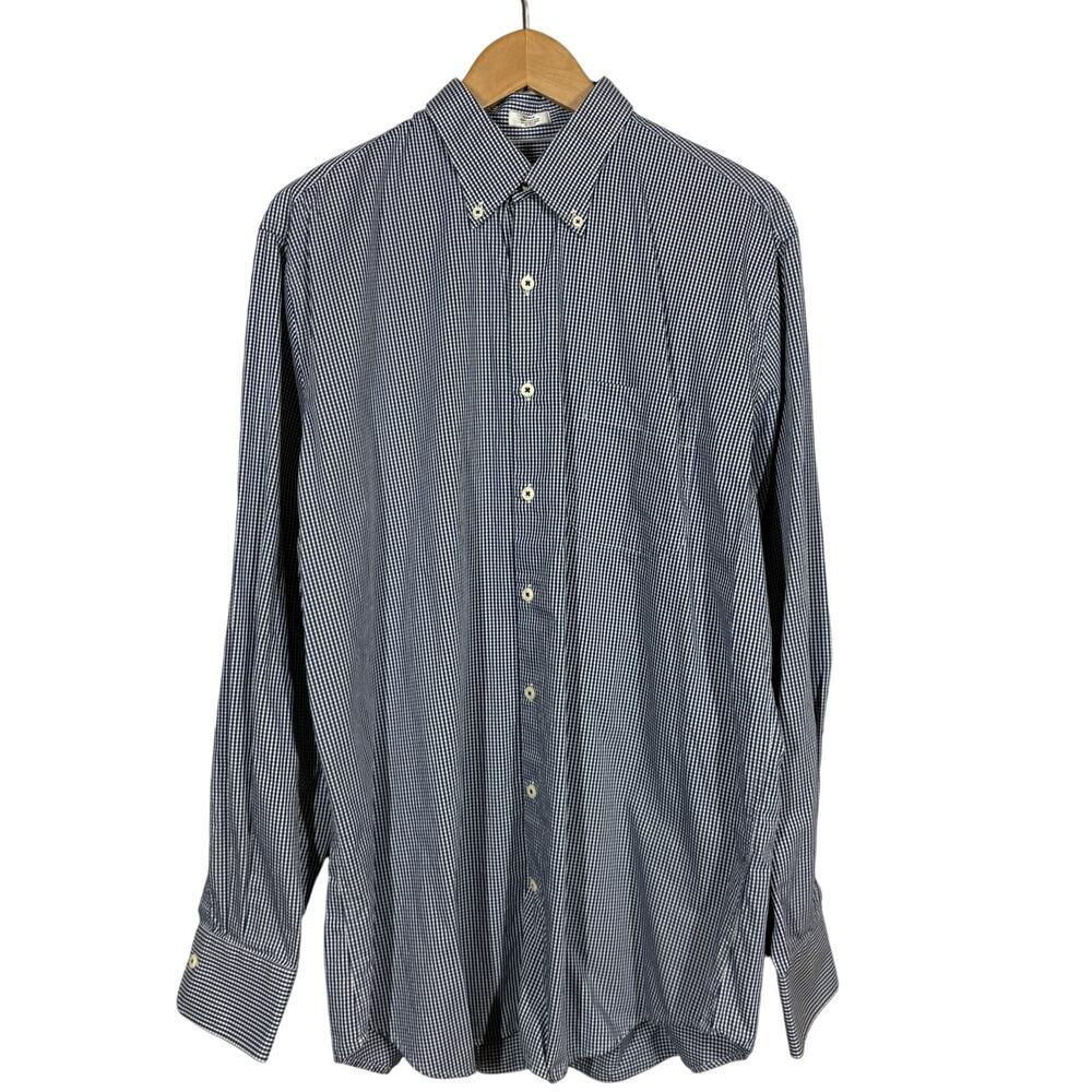 Peter Millar Long Sleeve Button Down Shirt Checker Print Dress Gingham - S